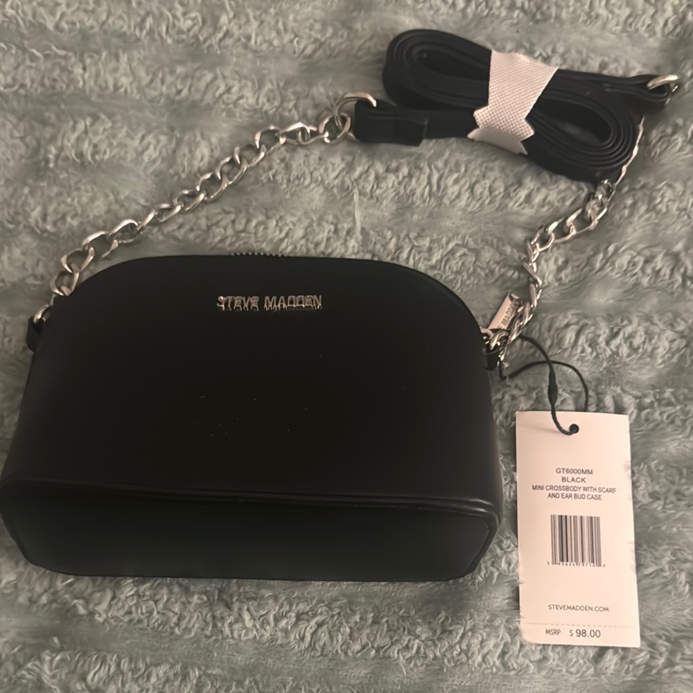 Steve Madden Black Mini Bag with Silver Chain